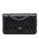 シャネル マトラッセ25 ダブルフラップ ココマーク チェーン ショルダーバッグ ブラック キャビアスキン レディース CHANEL 【中古】